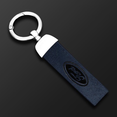 Blue Leather Keychain Car Logo Key Chain Metal Key Ring