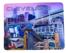 Cleveland Sunset with Famous Places 3D Fridge Magnet