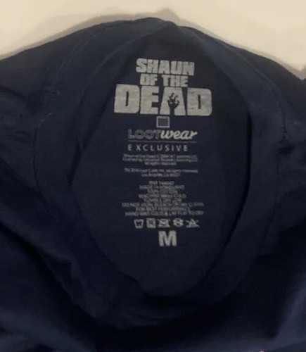 Shaun of the Dead T-shirt Med Navy Lootwear Horror Zombie Comedy Cricket Bats - Picture 7 of 7