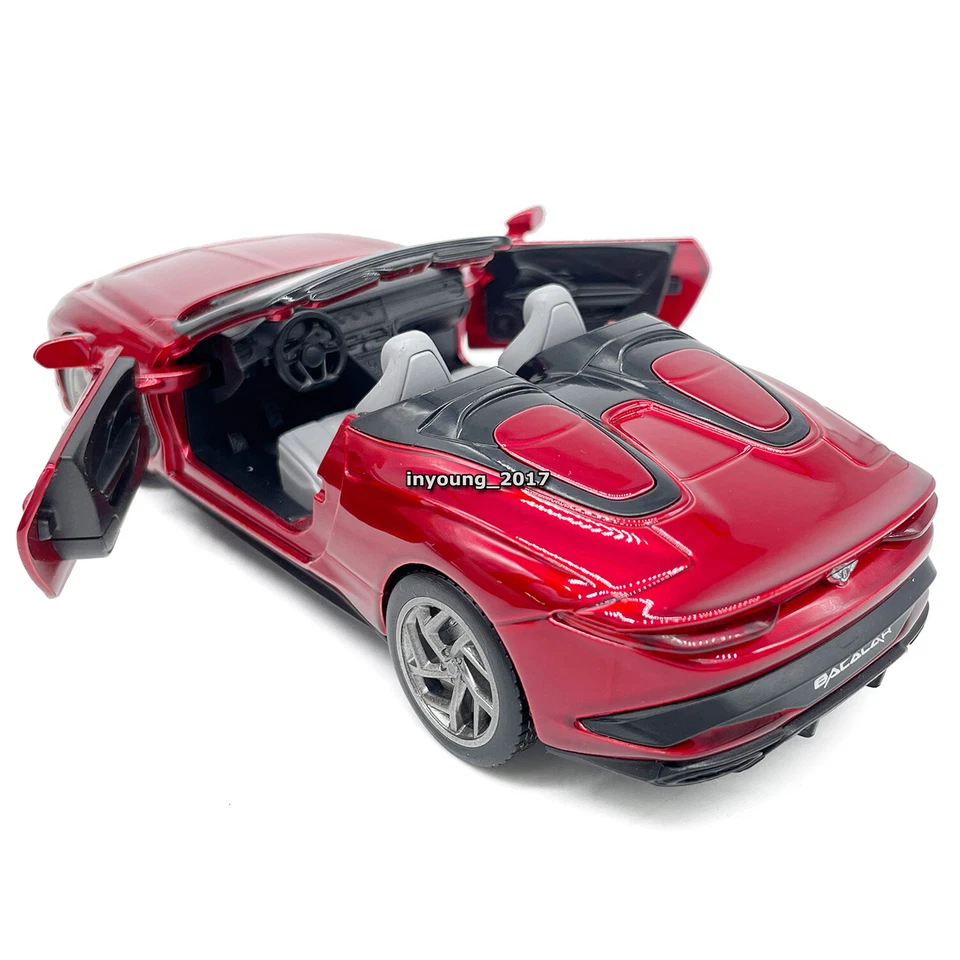 1:32 Bentley Mulliner Bacalar Modelo Coche Metal Diecast Coches de Juguete 2 Puertas Rojo Abierto Foto 3 de 4