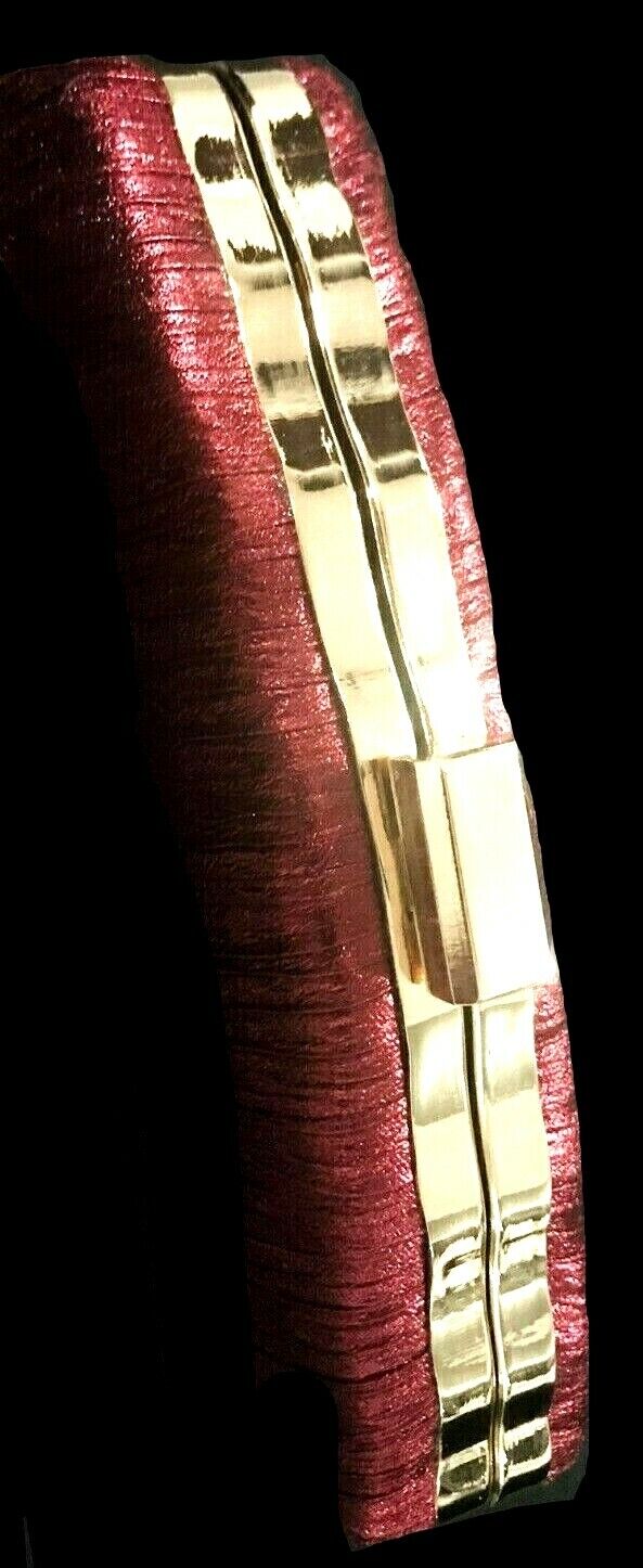 New Dark Red Crushed Pleated Leather With Gold Trim Evening Clutch Bag Nowy przyjazd, okazja