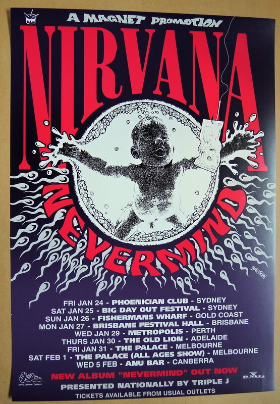 NIRVANA -1992 - NEVERMIND - REISSUE - MELBOURNE - 1992 TOUR POSTER