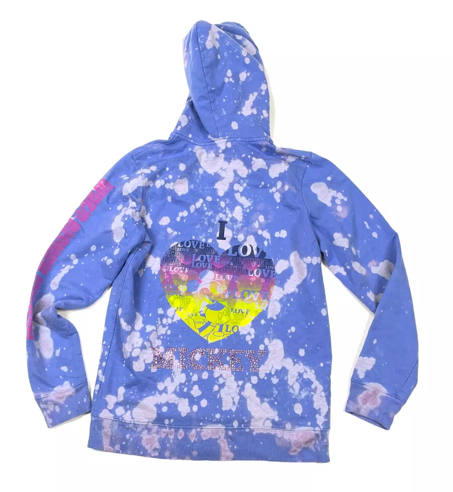 Disney Parks I Love Mickey Purple Tie-Dye Zip Hoodie Sweatshirt  Women's Medium