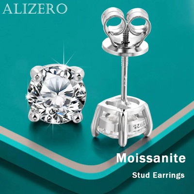 D VVS1 Moissanite Screw Stud Earring s925 Sliver for Women Fine  Jewelry