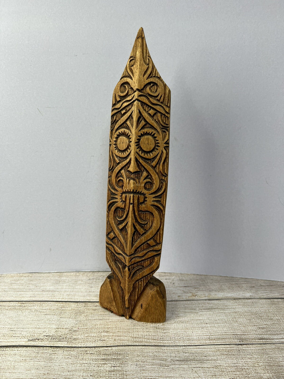 Vintage Carved Wood Tribal Plaque, Dayak Miniature Shield, Sarawak, Borneo