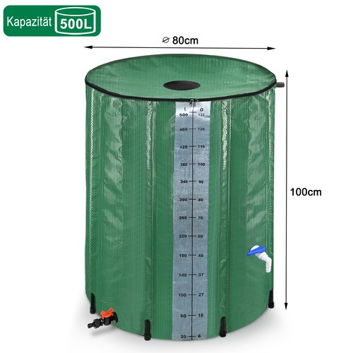 Regenwassertank Faltbare Regentonne Regenfass Wassertank Skala 200/380/500/750L - Bild 15 von 16
