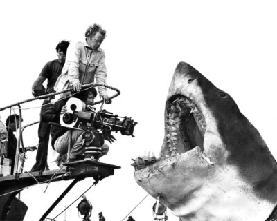 Jaws - Behind The Scenes Steven Spielberg Photo Print Poster
