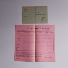 ACI TRENTO 7^ STELLA ALPINA RALLY 1953 MODULI ISCRIZIONE IN BIANCO + CARTOLINA