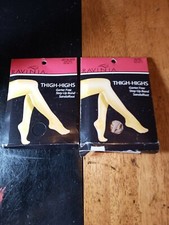 Nude and jet black Thigh Highs Hi Nylons Stockings Hosiery One Size 8 1/2-11