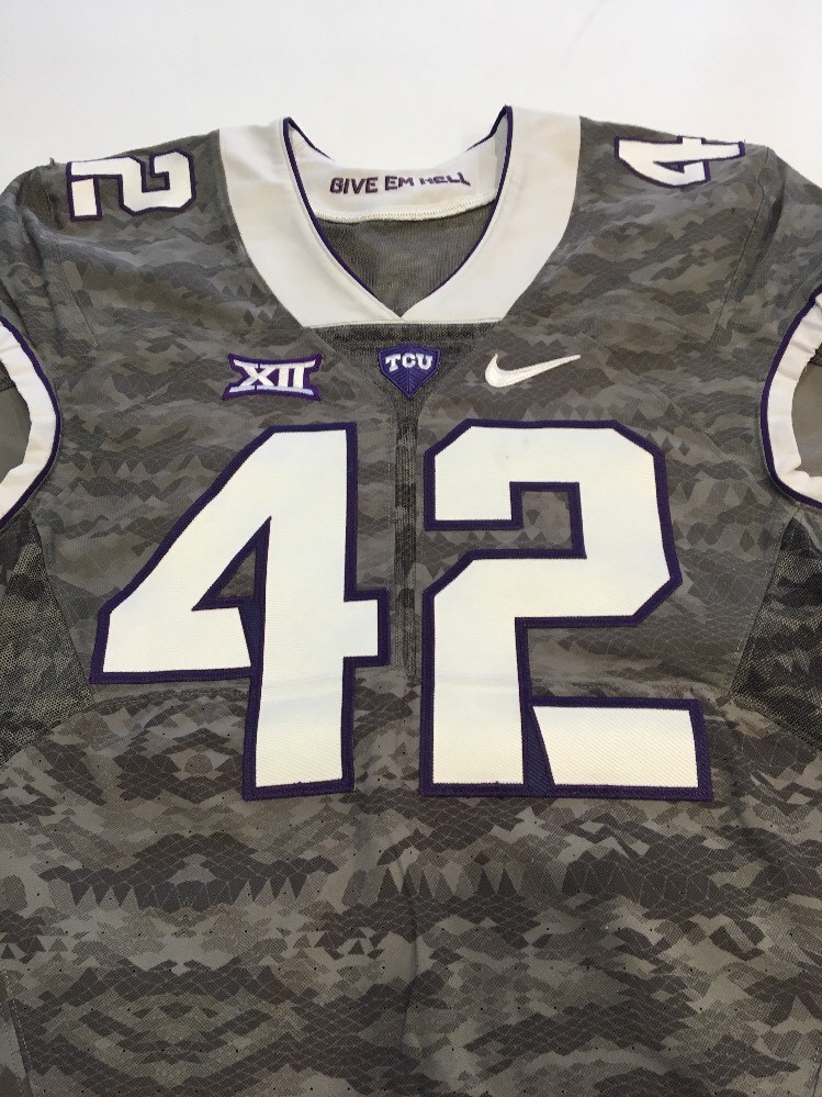 Game Worn Used Nike TCU Horned Frogs Football Jersey #42