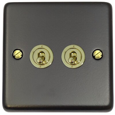 G&H CFB382-PB Standardplatte matt schwarz 2 Gang 1 oder 2 Wege Kippschalter Lichtschalter