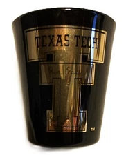 Shot glass Texas Tech Red Raiders gold on Black Libby Glass #9? PET RESCUE