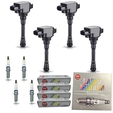 4X Ignition Coil & 4X NGK Iridium Spark Plug for 11-17 Nissan Juke l4 1.6L UF659