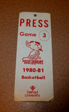 DePaul Blue Demons 12/8/1980 Basketball Press Pass Ticket Stub John Lennon Shot