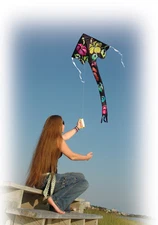 Kite Large Easy Flyer Hibiscus Single Line Kite Winder & String..15... PR 44208