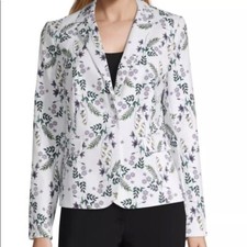 NWT Liz Claiborne Career Women's Blazer Jacket Lined White Floral Size L