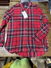 Nwt Joules Lorena Red Check Plaid Flannel Boyfriend Shirt Red/Navy Size 2 US $85
