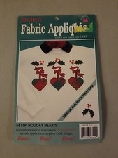 What's New "HOLIDAY HEARTS" Christmas Iron-On Fabric Appliques Kit 56119 - New
