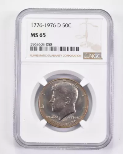 MS65 1776-1976-D Kennedy Half Dollar - Graded NGC Rainbow Tone *8787