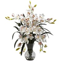 Nearly Natural 1300-wh Large Cymbidium With Vase Arrangement, White, New, Free S on sale Nearly Natural 1300-wh Large Cymbidium With Vase Arrangement, White, New, Free S on sale