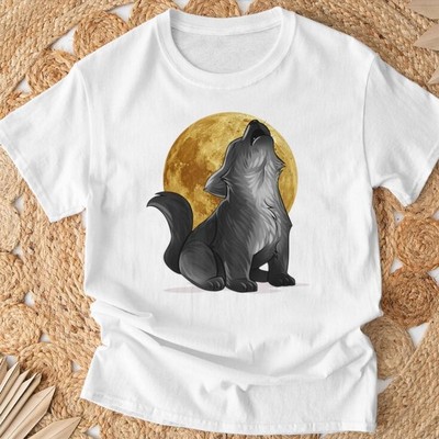Cute Baby Howling Wolf Sketch Animal Art Short Sleeve T-Shirt, Animal Art Tees