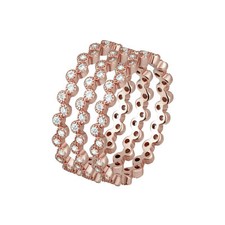 3 Piece Ring Set Rose Gold Plated Zig Zag Eternity Stack Band 925 Size 5-10