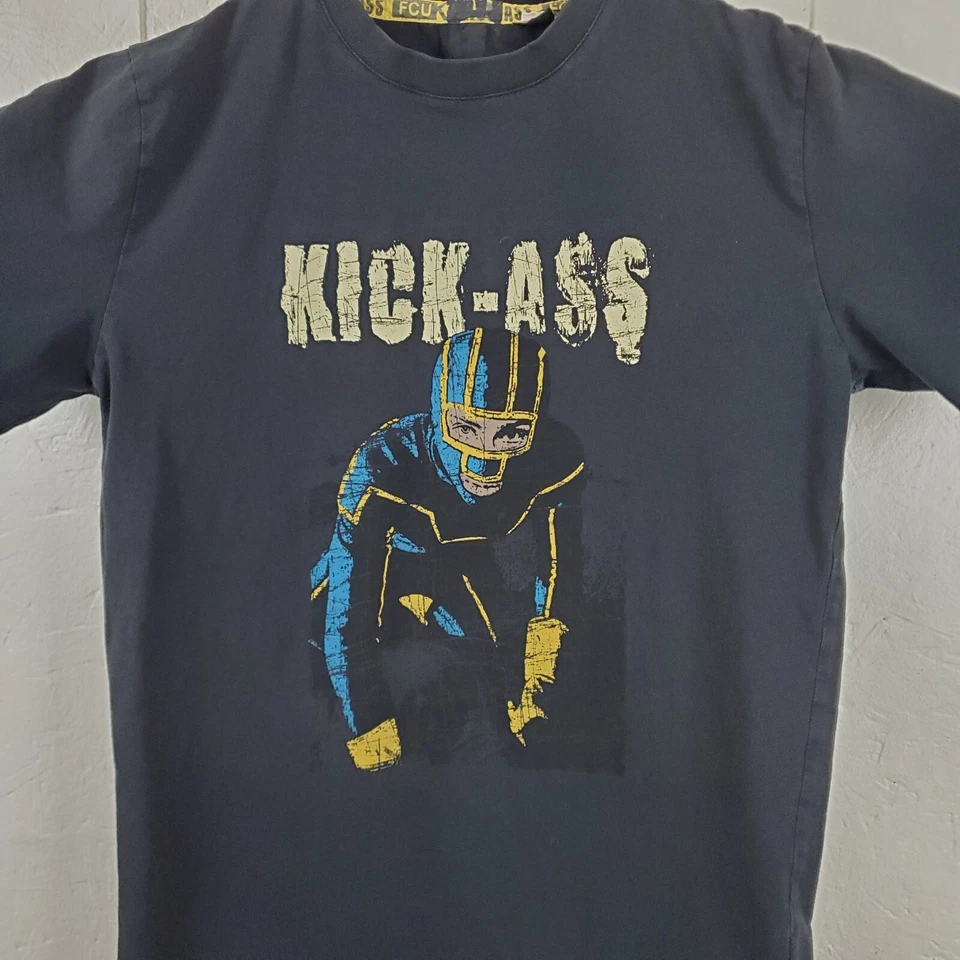 Camisa De Colección Fcuk X Kickass Para Hombres Pequeña Negra Cuello Redondo Manga Corta Gráfico Foto 3 de 4