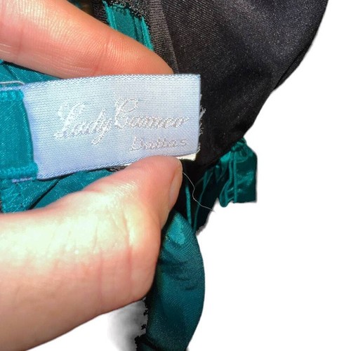 Vintage 1980s Lady Cameo Dallas Green & Black Satin Tie-Side Teddy – One Size - Picture 6 of 12