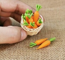 Miniature Dollhouse Fresh Carrot in Rattan Basket Vegetable Food Kitchen Decor