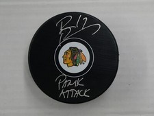 RICHARD PANIK SIGNED CHICAGO BLACKHAWKS TEAM PUCK INSCRIBED PANIK ATTACK BAS COA