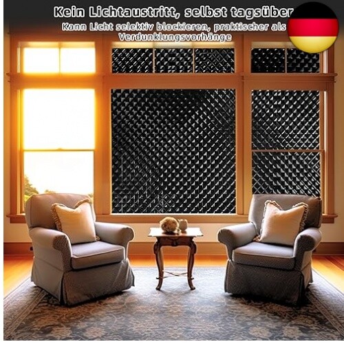 Qualsen Fensterfolie Verdunkelungsfolie Für Fenster Fensterfolie Schwarz - Bild 4 von 6