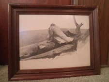 OLD ANDREW WYETH Print APRIL WIND Study in Tempera Framed under glass large