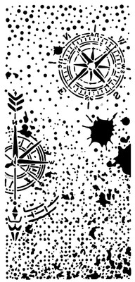 Really Great Stencils, Vintage Compass Stencil, 5'' x 10'',  Grunge, Grime, Old