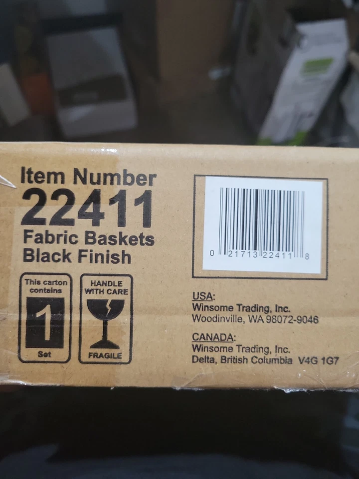 Winsome Transitional Juego de 4 Cestas de Tela Negra 22411 Foto 2 de 2