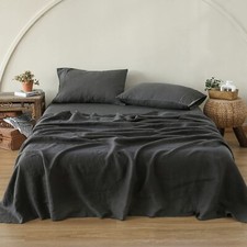 Simple Opulence 100 Washed Linen Sheet Set-King Size-Natural France Flax Bed...