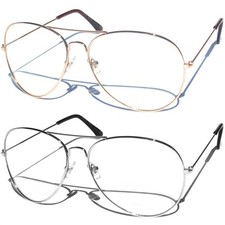 Metal Frame Design Clear Lens Teardrop Eye Glasses Silver or Gold Color