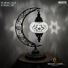 Moroccan Moon Table Lamp, Arc, Murano Crescent Desk Lights, Hilal Turkish Mosaic