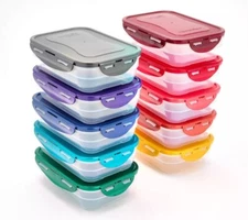 LocknLock Set of 10 Food Storage Containers,Multi-Color Nesting Rectangle K92815
