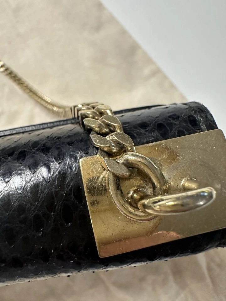 Gucci Python Leather Cross Body Shoulder Bag Gold Chain Gold Hardware Vintage - Image 4 of 4