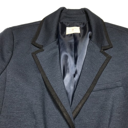 Gap Suit Jacket Womens Size 0 Navy Blue w/ Black Trim The Academy Blazer - Afbeelding 6 van 12