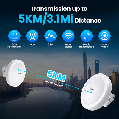 Gigabit WiFi Bridge 1200Mbps 5KM WiFi  Bridge Point to Point PtMP Wireless CPE