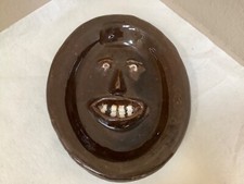 Rare Peppertown Pottery Ugly Face Plate Art Signed Riley Vintage Mississippi