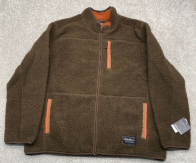 NWT Eddie Bauer Men's XL Brown Chilali Faux Shearling Fleece