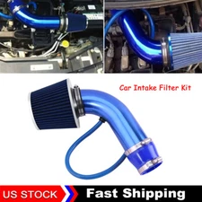 Blue Car Cold Air Intake Filter Induction Kit Pipe Power Flow Hose System 76mm