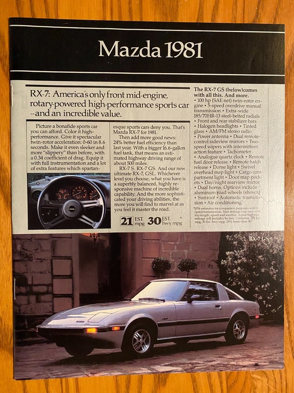 1981 Mazda 8-page Full Line Sales Brochure - RX-7, 626, GLC, & B2000 Truck