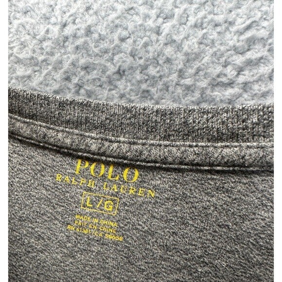 Polo Ralph Lauren uomo grande grigia 100% cotone pony girocollo manica lunga t shirt