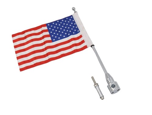 Soporte portaequipajes cromado universal bandera americana EE. UU. para Harley Touring - Imagen 7 de 9