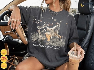 Funny Feral Aunt Raccoon Tshirt Iced Coffee Sublimation Shirt Gift