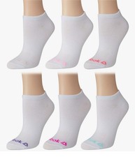 REEBOK Athletic 6 Pack OS Unisex Lightweight No Show Low Cut Socks White NWT