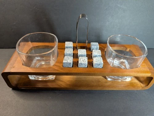 Rocksly Whiskey Stones Gift Set w/Stand – 12-Piece (2)Whiskey Glass(8)Rocks Tong